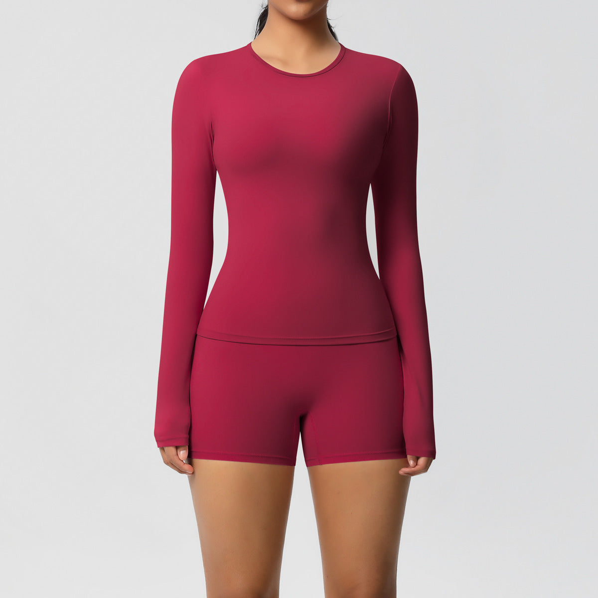 Double Sided Brushed Breathable Tight Yoga Suit Set For Exercise