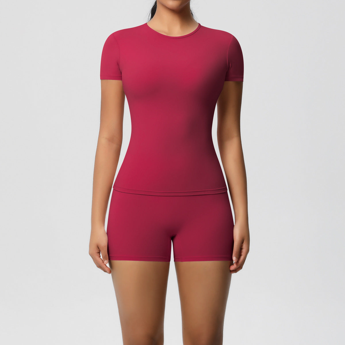 Double Sided Brushed Breathable Tight Yoga Suit Set For Exercise