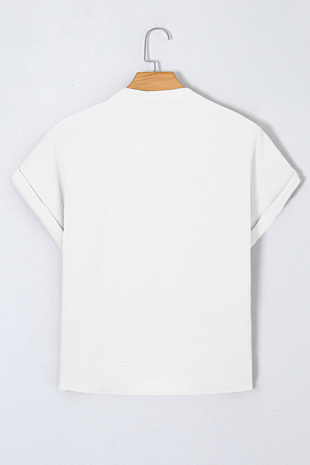 White Notched Neck Batwing Sleeve Blouse