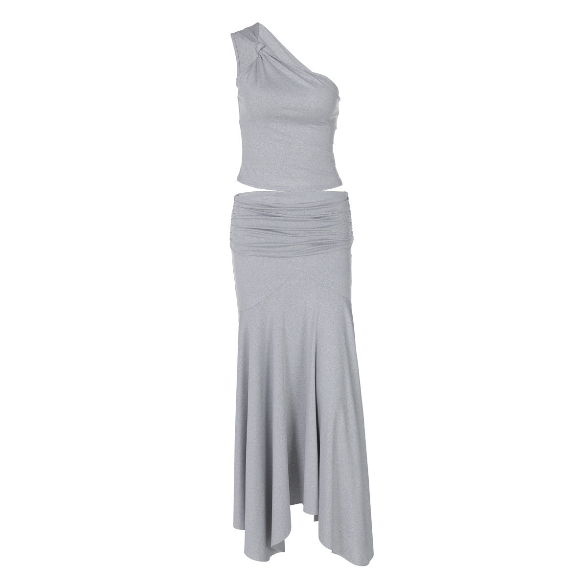 Ins Style Women's Solid Color Sleeveless Vest High Waist Skirt Two-piece Set