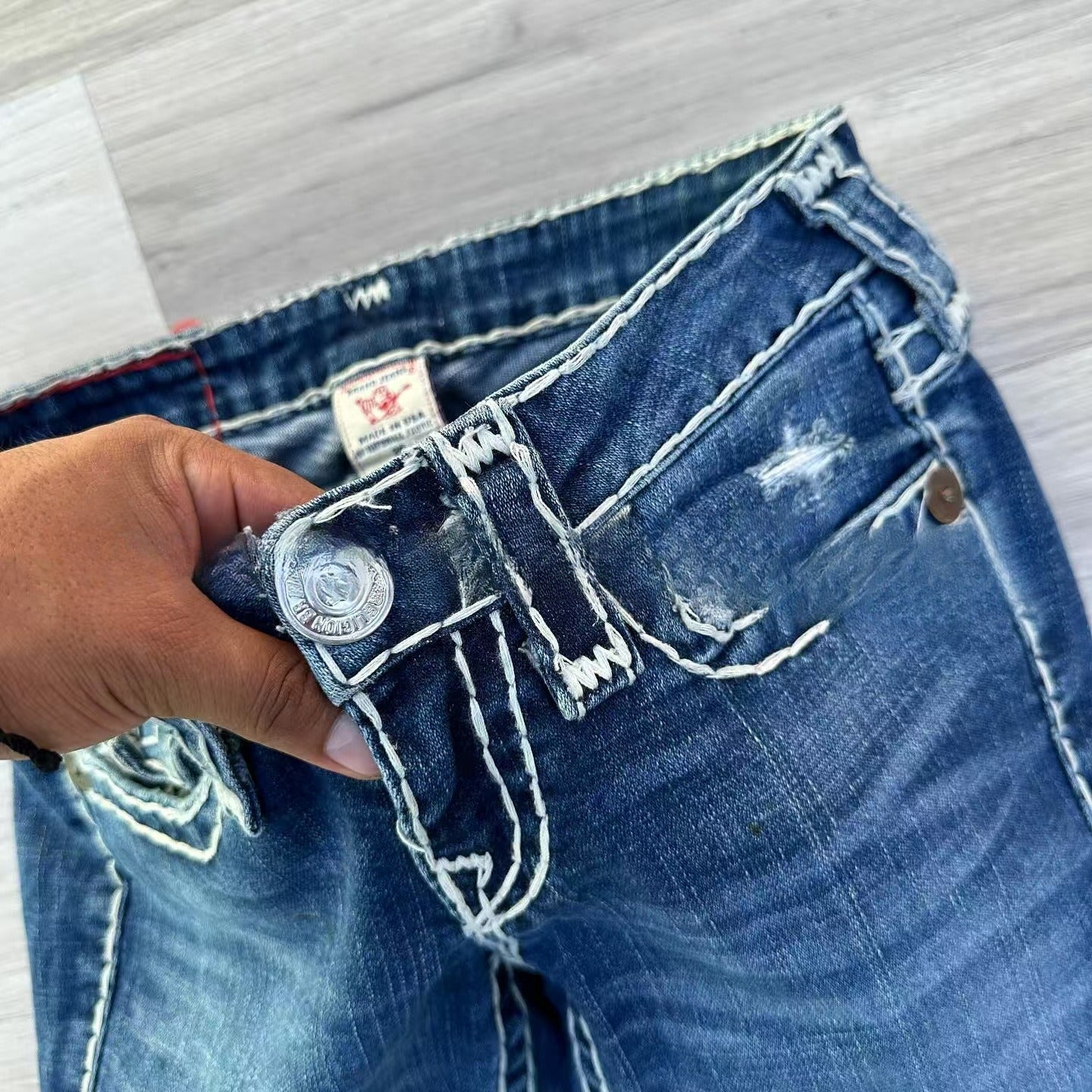 Skinny Versatile Washed-out Vintage Embroidered Jeans